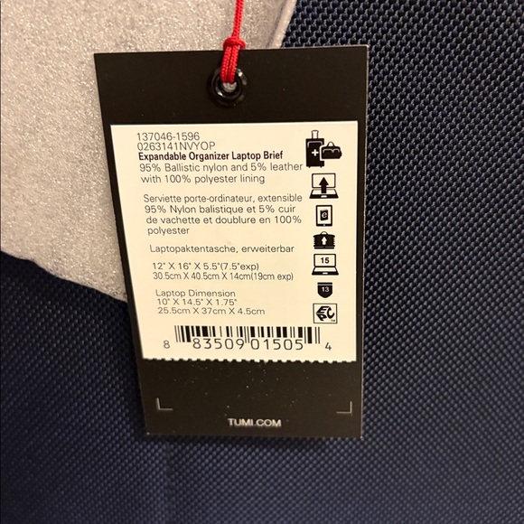 Tumi Expandable Organizer Laptop Brief Removable Laptop Sleeve & Strap Navy NWT - Picture 5 of 9